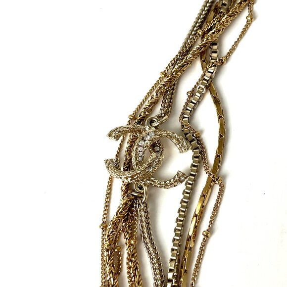 Authentic CHANEL Gold Multi Strand Strass 2017 Long Necklace - Picture 6 of 9